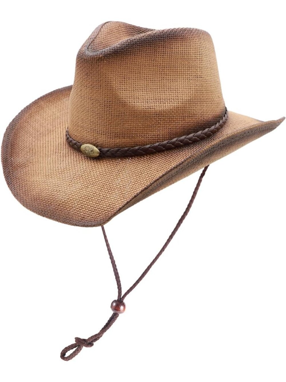 Unisex Beige Brown Straw Wide Brim Shapeable Beach Western Cowgirl Cowboy Hat